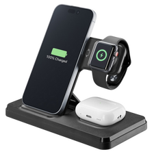 Încărcător wireless Cellularline Triple Station 3 in 1, 15W, Negru