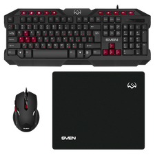 Set Tastatură + Mouse + Mouse Pad SVEN GS-9200, Cu fir, Negru/Rosu