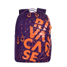 Rucsac zilnic RivaCase Heide, 15.6", Poliester, Violet/Portocaliu