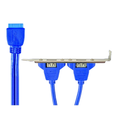 Receptor USB 3.0 dublu pe suport Cablexpert CC-USB3-RECEPTACLE, Albastru