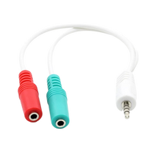 Audio Adaptor Cablexpert CCA-417W, 3.5mm 4-pin (M) - 2x 3.5mm 3-pin (F), 0,2m, Alb