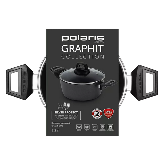 Cratiță Polaris Graphit-20C, 2,2L, 20cm, Negru, 3 image