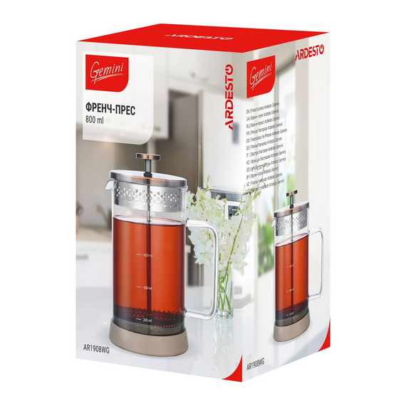 Ceainic cu infuzor Ardesto AR1908WG, 0.8L, Transparent, 3 image