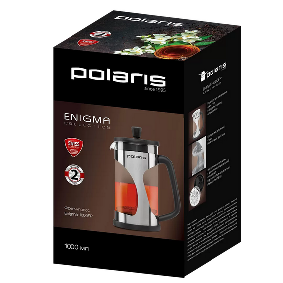 Cafetiera French Press Polaris Enigma-1000FP, 1L, Negru, 3 image