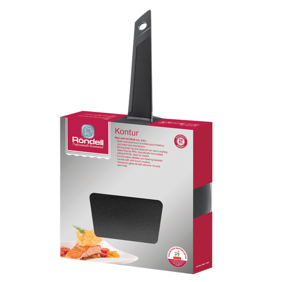 Tigaie WOK Rondell RDA-1489, 3,4L, 28cm, Negru, 2 image