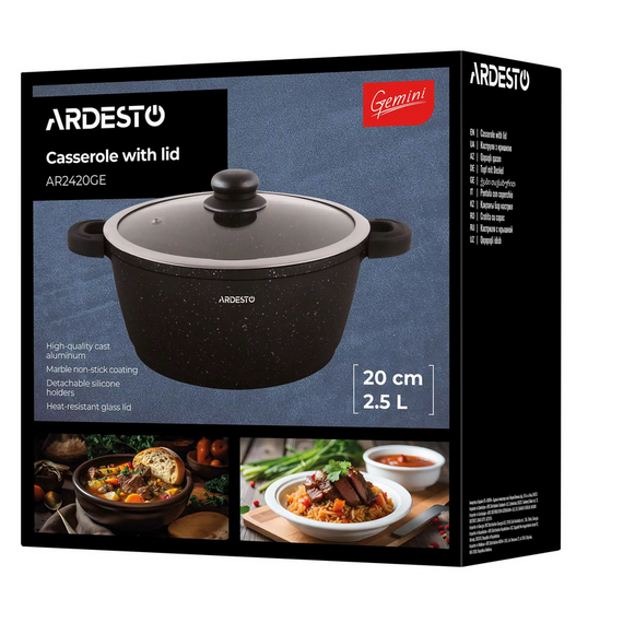 Cratiță Ardesto AR2420GE, 2,5L, 20cm, Negru, 2 image