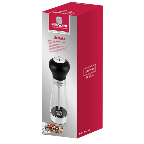 Râșnița de sare și piper Rondell RD-1503, Negru, 2 image