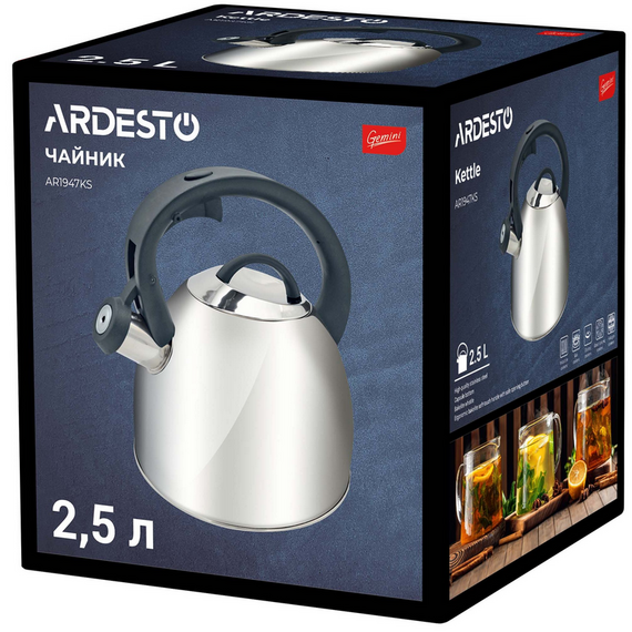 Ceainic Ardesto AR1947KS, 2,5L, Albastru deschis, 3 image
