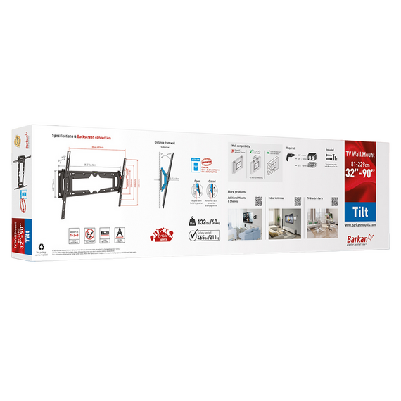 Suport înclinat pe perete BARKAN E410+, Negru, 2 image