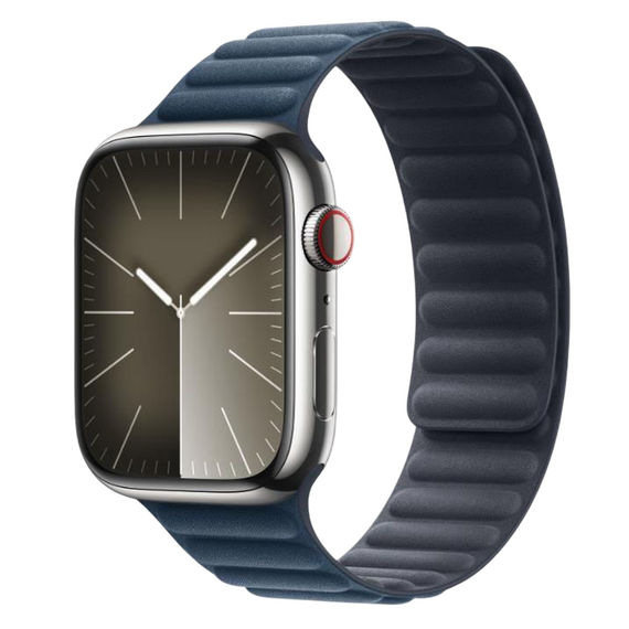 Curea pentru ceas Apple Watch 45mm Magnetic Link, Piele, Medium, Pacific Blue