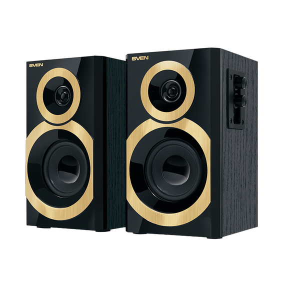 Boxe pentru calculator 2.0 SVEN SPS-619, Negru/Auriu