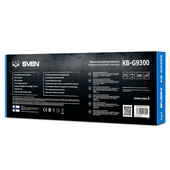 Tastatură SVEN KB-G9300, Cu fir, Negru, 3 image