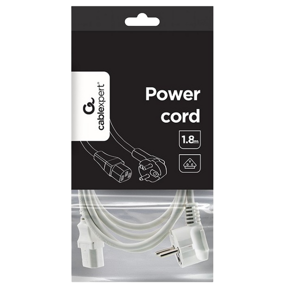 Cablu de alimentare Cablexpert PC-186W-VDE, 1.8 m, Alb, 2 image