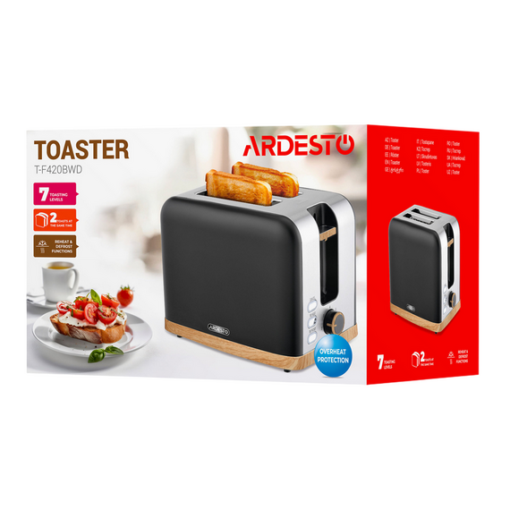 Toaster Ardesto T-F420BWD, Negru | Oțel inoxidabil, 3 image