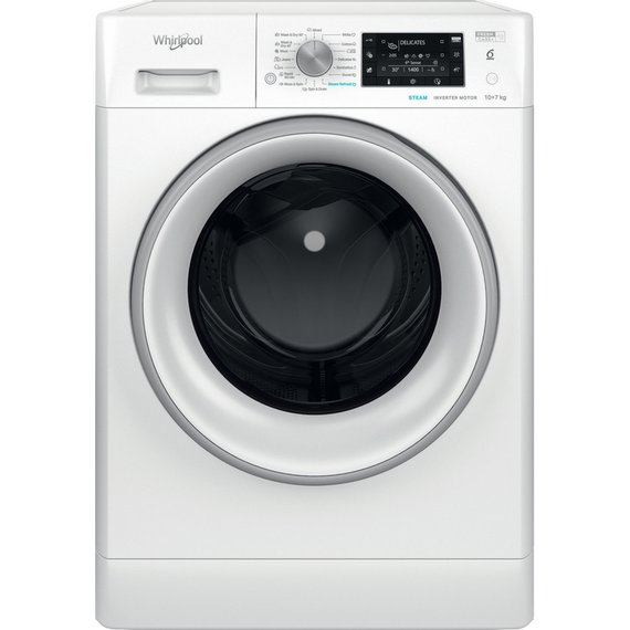 Mașină de spălat cu uscător Whirlpool FFWDD 1076258 SV EE, 10kg, Alb
