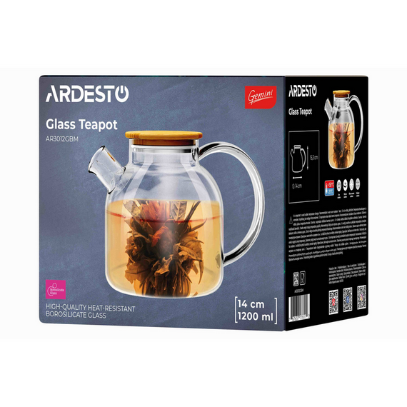 Ceainic cu infuzor Ardesto Gemini AR3012GBM, 1,2L, Transparent, 2 image