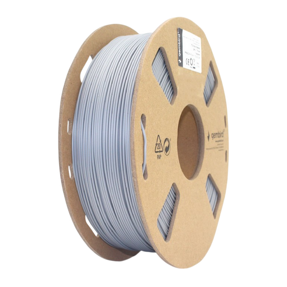Filament pentru imprimantă 3D Gembird 3DP-PLA+1.75-02-GR, PLA+, Gri, 1.75 mm, 1kg