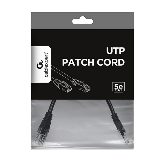 Patch cord Cablexpert PP12-0.25M/BK, CAT5e UTP, 0,25m, Negru, 3 image