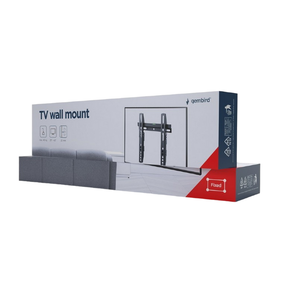 Suport fixat pe perete Gembird WM-42F-02, Negru, 3 image