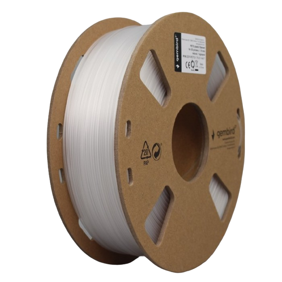 Filament pentru imprimantă 3D Gembird 3DP-PETG1.75-01-NAT, PETG, Transparent, 1.75 mm, 1 kg