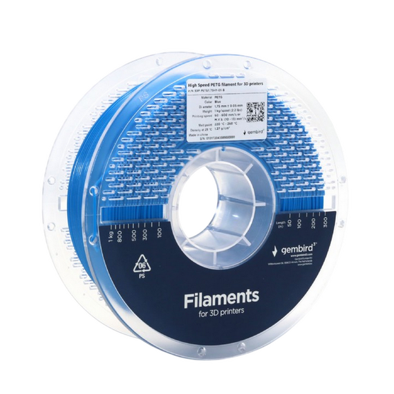Filament pentru imprimantă 3D Gembird 3DP-PETG1.75HY-01-B, PETG, Albastru , 1.75 mm, 1kg
