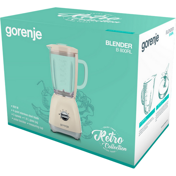 Blender staționar Gorenje Retro Collection B800RL, Bej, 3 image