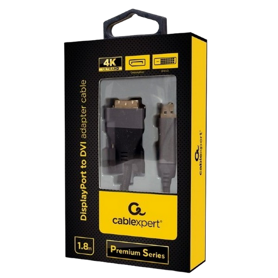Cablu Video Cablexpert CC-DPM-DVIM-4K-6, DisplayPort (M) - DVI-D (M), 1,8m, Negru, 2 image