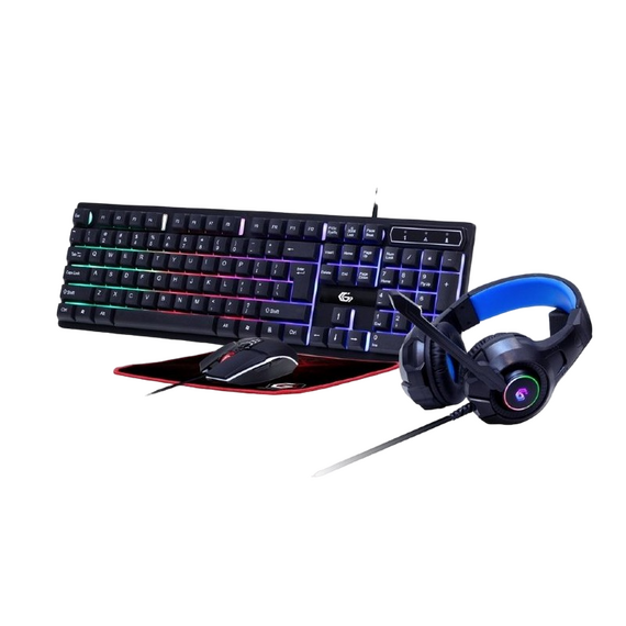 Set Tastatură + Mouse + Mouse Pad + Căști Gembird GGS-UMGL4-02, Cu fir, Negru