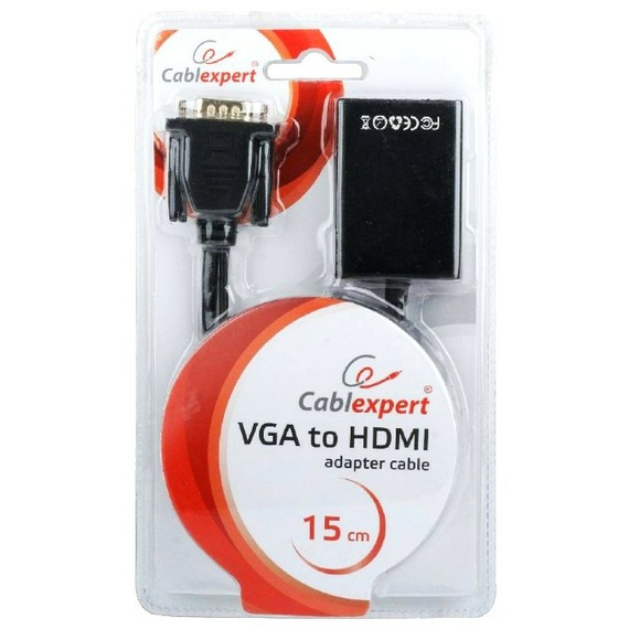 Convertor Video/Audio Cablexpert A-VGA-HDMI-01, VGA D-Sub + 3.5 mm Jack - HDMI (F), 0,15m, Negru, 3 image