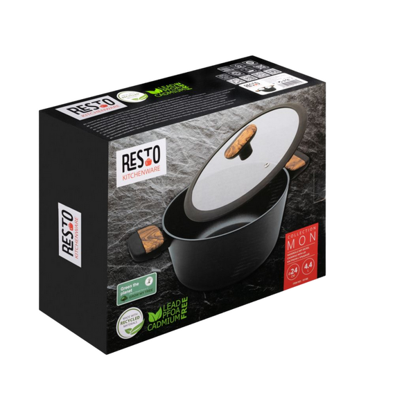 Cratiță RESTO 93188, 4.4L, 24cm, Negru, Maro, 3 image