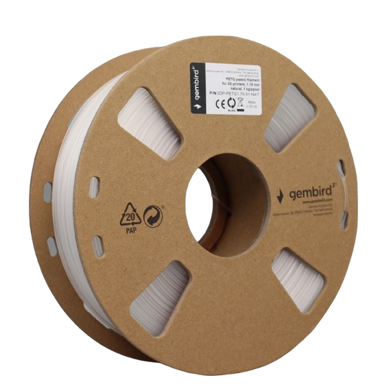 Filament pentru imprimantă 3D Gembird 3DP-PETG1.75-01-NAT, PETG, Transparent, 1.75 mm, 1 kg, 3 image