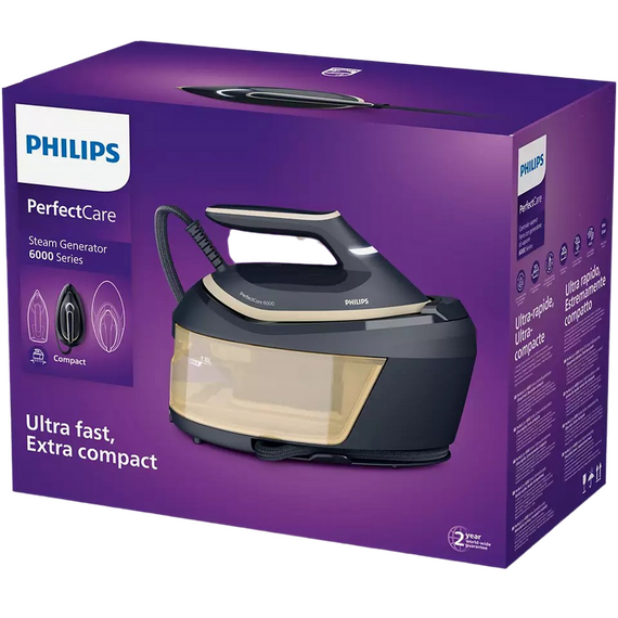 Fier de călcat cu generator de abur Philips PSG6066/20, 2400W, Albastru | Auriu, 2 image