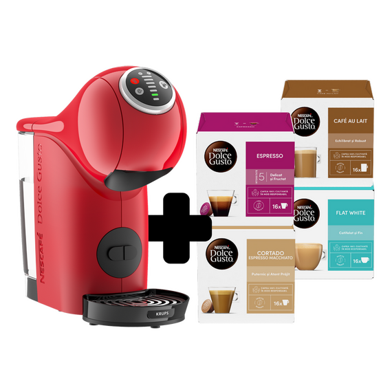 Cafetiera cu capsule Krups Genio S Plus KP340510, 1500W, Roșu