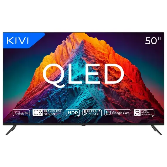 50" LED SMART TV KIVI 50U770QB, QLED, 3840x2160, Android TV, Black