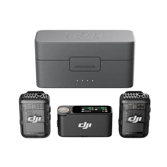Microfon portabil pentru înregistrare vocală DJI Mic 2 (2 TX + 1 RX + Charging Case), Fără fir, Negru