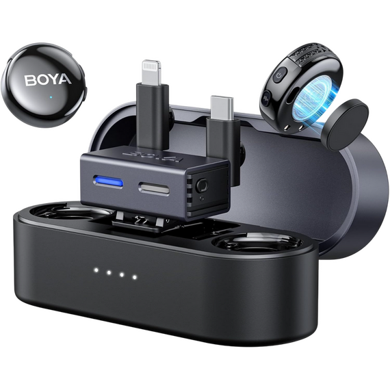 Microfon portabil pentru înregistrare vocală Boya Boyalink3-01, Fără fir, Negru