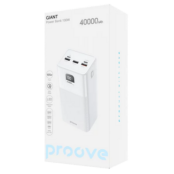 Hoco Power Bank 40000mAh Proove Giant 100W,White, 2 image