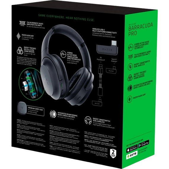 Căști gaming Razer Barracuda Pro, Bluetooth/USB, Negru, 2 image