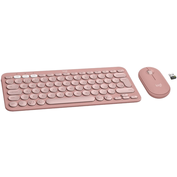 Set Tastatură + Mouse Logitech Pebble 2 Combo, Fără fir, Roz, 3 image