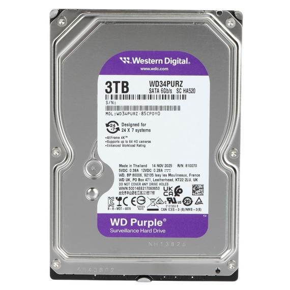 Unitate HDD Western Digital WD Purple, 3.5", 3 TB 