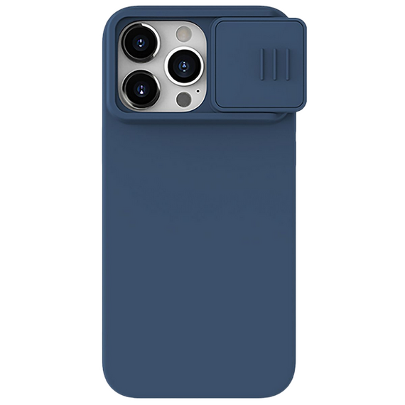 Husă Nillkin iPhone 15 Pro Max, CamShield Silky Silicone, Albastru Marin