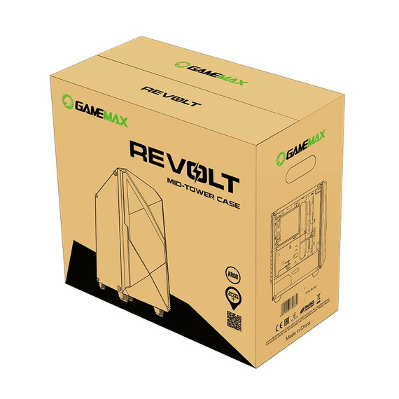 Carcasă PC Gamemax Revolt, Midi-Tower, Fără PSU, Negru, 2 image
