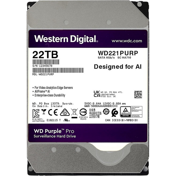 Unitate HDD Western Digital WD Purple Pro, 3.5", 22 TB 