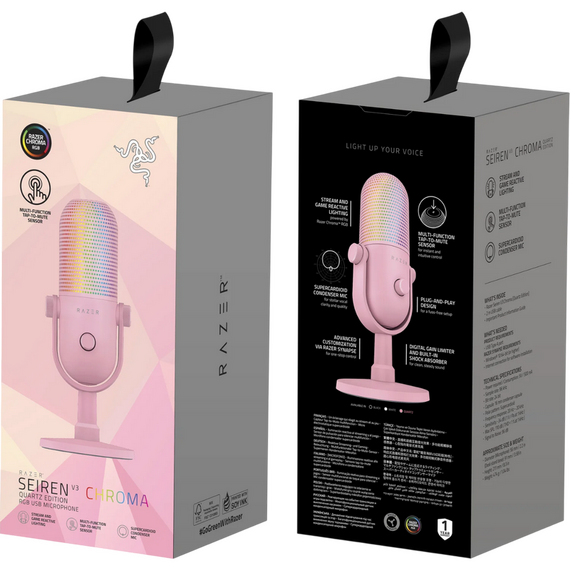 Microfon Gaming Razer Seiren V3 Chroma, Cu fir, Quartz, 2 image