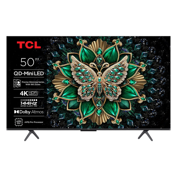 50" MiniLED SMART TV TCL 50C61K, 3840x2160 4K UHD, Google TV, Negru