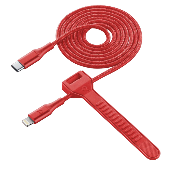 Cablu încărcare și sincronizare Cellularline Satellite MFI, USB Type-C/Lightning, 1m, Roșu, 2 image