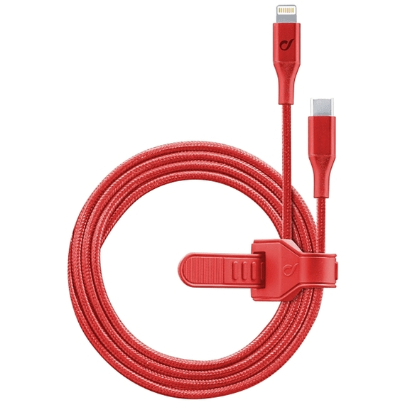 Cablu încărcare și sincronizare Cellularline Satellite MFI, USB Type-C/Lightning, 1m, Roșu, 3 image