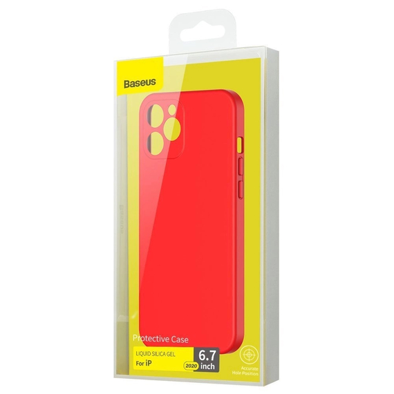 Carcasă Baseus Liquid Silicone Gel Protective iPhone 12 Pro, roșu, 2 image