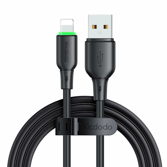 Cablu Mcdodo Seria Alpha USB-A la Lightning cu LED 2A 1,2 m, negru