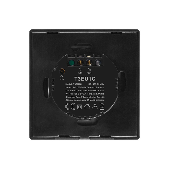Întrerupător de perete cu atingere inteligentă Wi-Fi Sonoff Seria TX 1-gang (fir neutru), negru, 2 image
